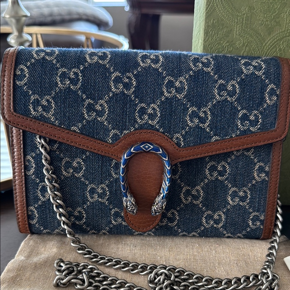 Gucci Blue and Brown Wallet with Signature Design - Picture 2 of 7